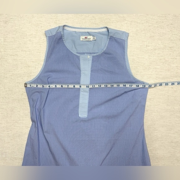 Vineyard Vines Blue And White Striped Dress Size 10 Coastal Preppy Dropped Hem - Picture 3 of 4